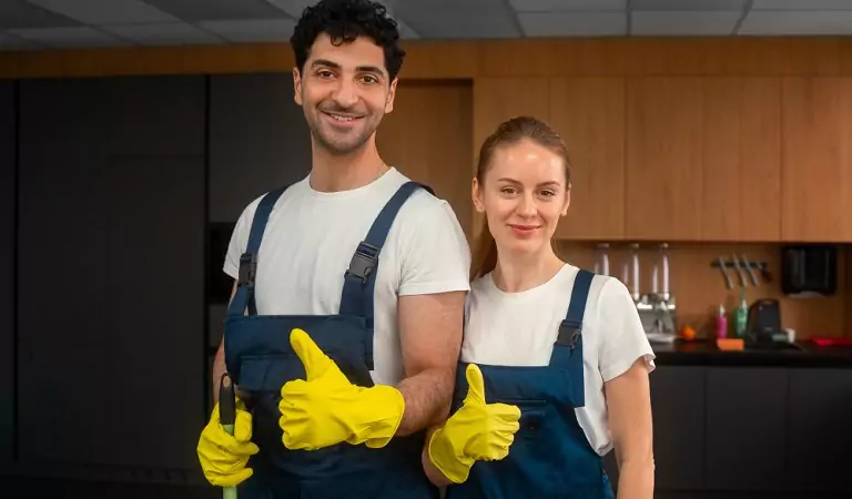 professional cleaners ready for the job