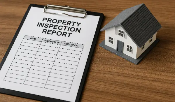 Property inspection report and model house for real estate evaluation